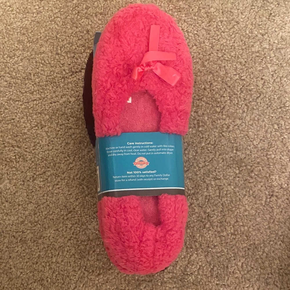 Plush Fuchsia and black Women's Slippers